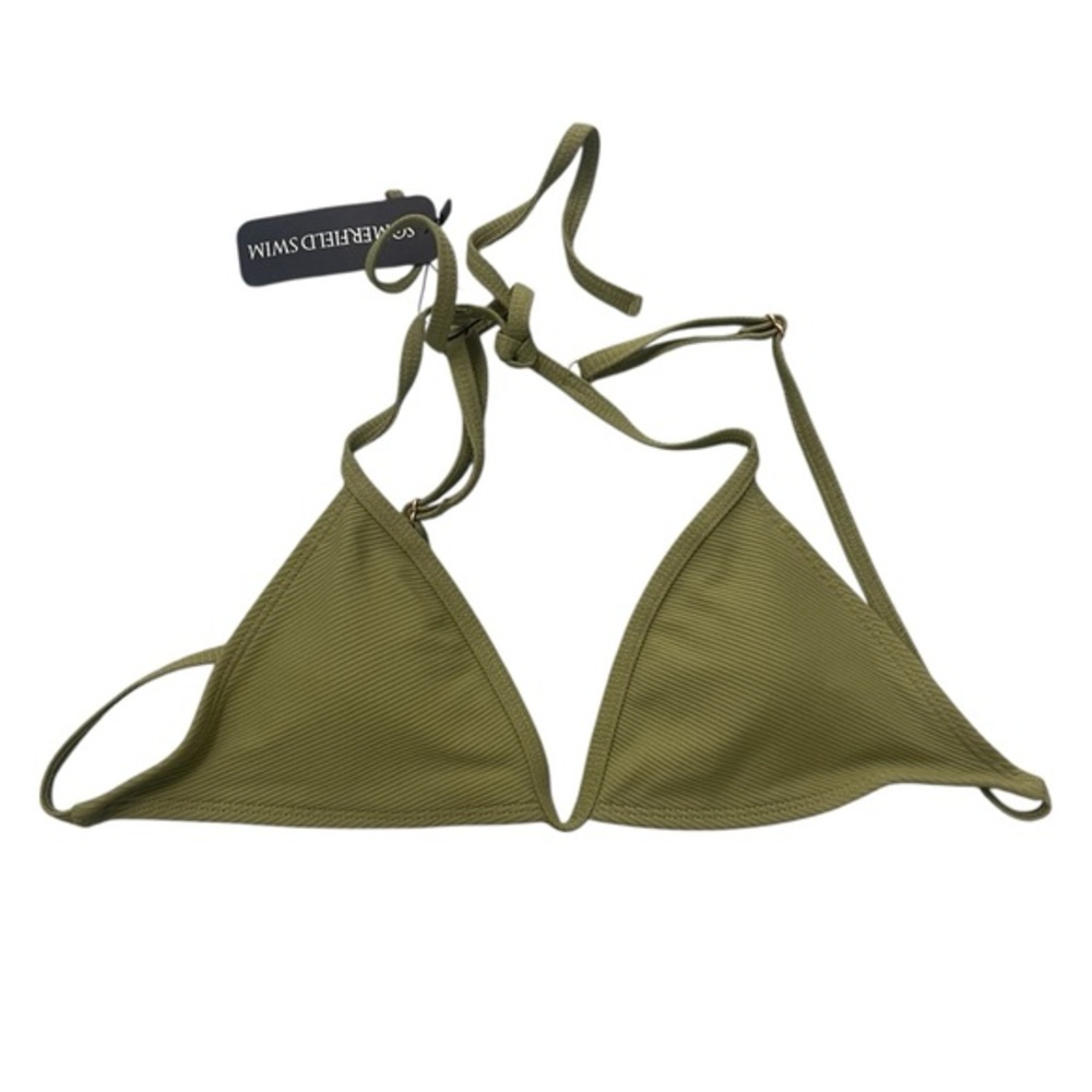 Somerfield Swim Olive Green Ribbed Triangle Bikini Top Size Medium NEW
